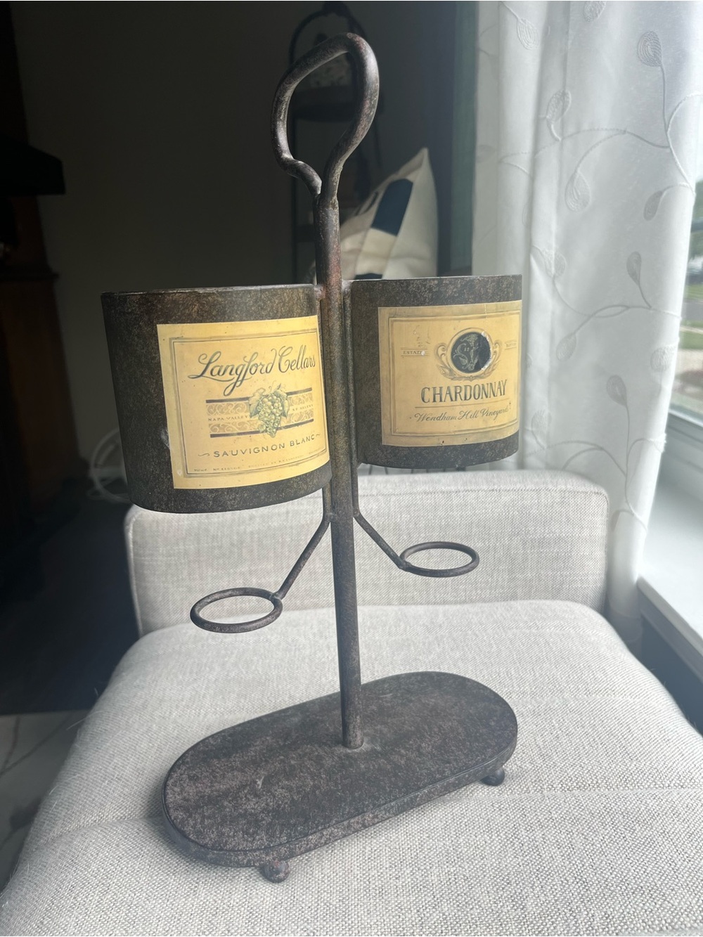 Rustic Metal Wine Bottle Holder - Brown